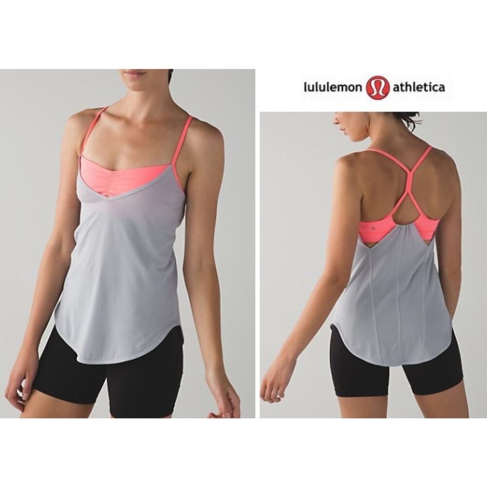 Lululemon Roll Out Tank Coral Built in Sports Bra/Running Shirt, Size 6, KB450